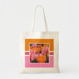Bolsa Tote Tulipas Rosa Laranja Brilhante Personalizadas