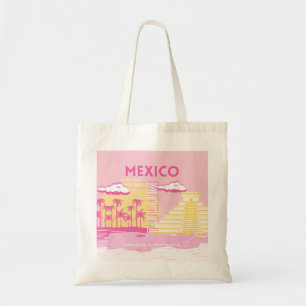 Bolsa Tote Tulum, Viagem, Arte de Esquema, Rosa