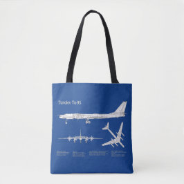 Bolsa Tote Tupolev Tu-95 - Planos de Impressão Blueprint do A