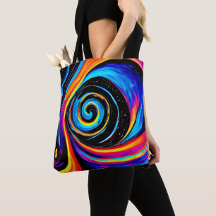 Bolsa Tote Turbilhão de Vórtex Cósmico em Matizes Neon
