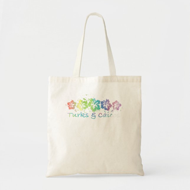Bolsa Tote Turks & Caicos Watercolor Beach Viagem Tee (Frente)