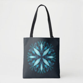 Bolsa Tote Turquesa Azul Flocos de neve de inverno azul