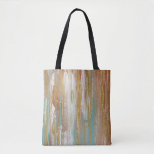 Bolsa Tote Turquesa, Branco, Vermelho Ochre e Abstrato Dourad