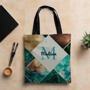 Bolsa Tote Turquesa de ouro brilhante Turquesa de ouro brilha