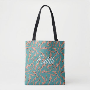 Bolsa Tote Turquesa de Peixe de Laranja Laranja Koi Personali