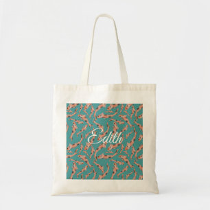 Bolsa Tote Turquesa de Peixe de Laranja Laranja Koi Personali