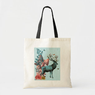 Bolsa Tote Turquesa Deer na Floresta dos Cogumelos 2