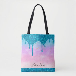 Bolsa Tote *~* Turquesa Derramamento da lente do Pastel Céu