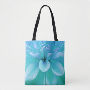 Bolsa Tote Turquesa e flor roxa