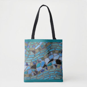 Bolsa Tote Turquesa Mosaica do Vidro do Mar Azul
