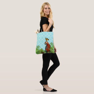 Bolsa Tote Turquesa Quartrefoil Papagaio e Borboleta 