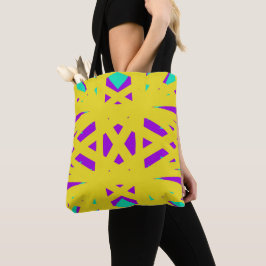 Bolsa Tote Turquesa Roxo Amarelo Arte Deco