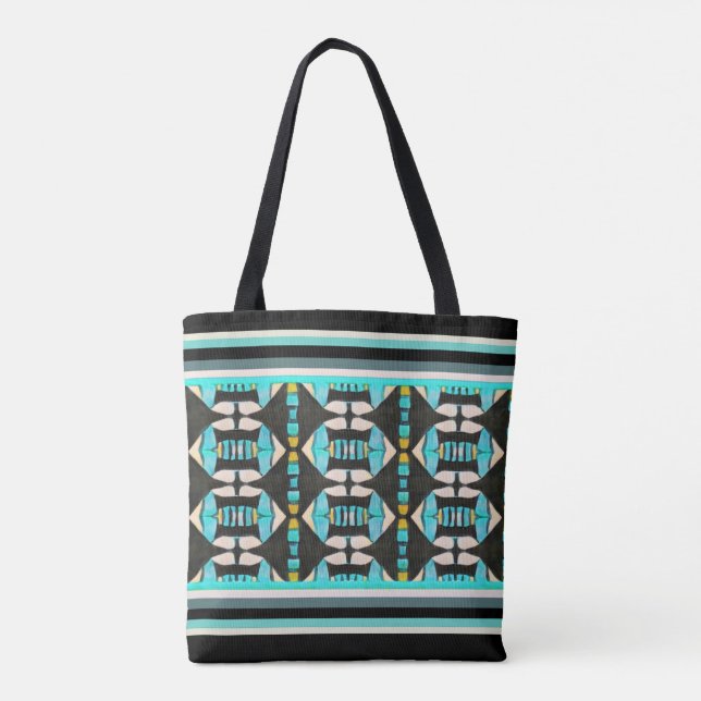 Bolsa Tote Turquesa Tribal (Verso)