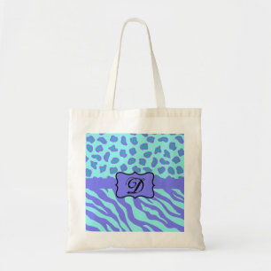 Bolsa Tote Turquesa & zebra & chita da lavanda personalizadas