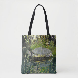 Bolsa Tote Turtle Lover Animal com Reflexão Água Natureza