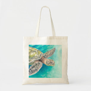 Bolsa Tote Turtle Sea Watercolor Verde