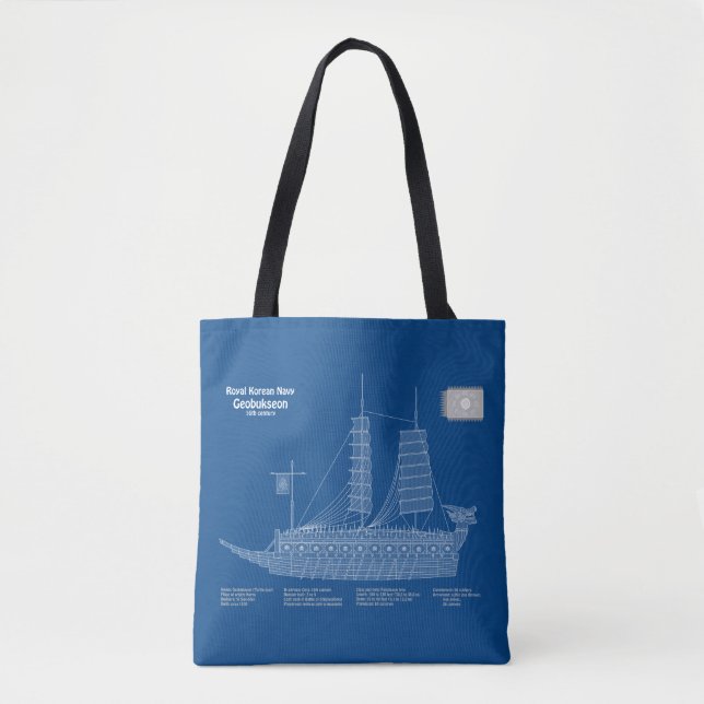 Bolsa Tote Turtle Ship Geobukseon - Ship Blueprint ABD (Frente)