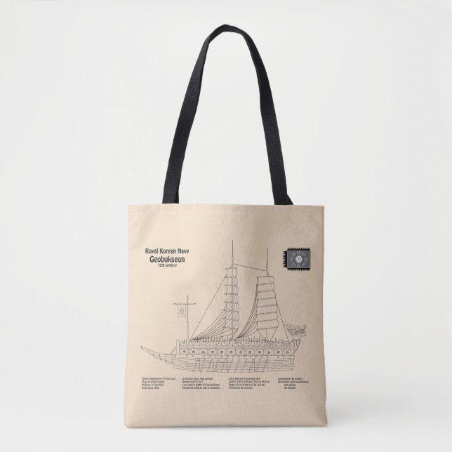 Bolsa Tote Turtle Ship Geobukseon - Ship Blueprint SD (Frente)