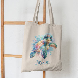 Bolsa Tote Turtle Watercolor Cheio - Crianças Oceânicas