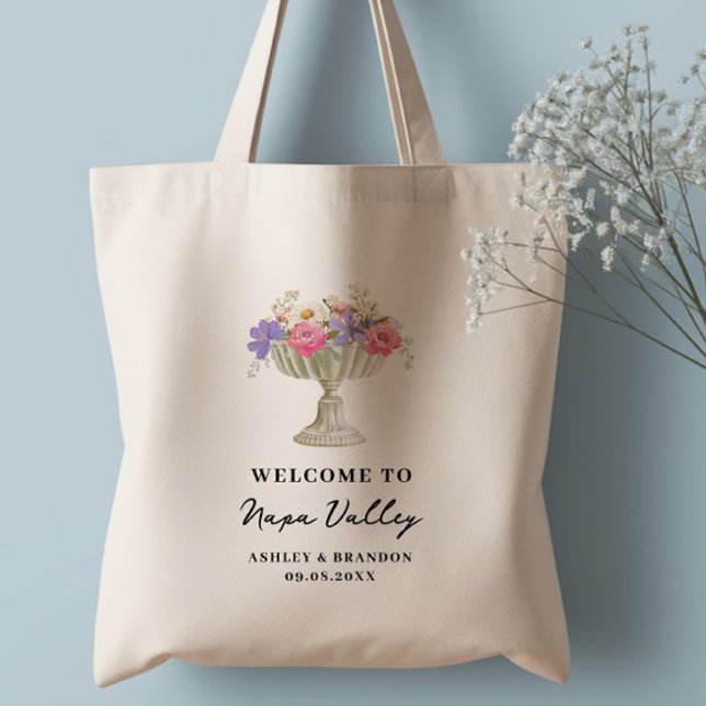 Bolsa Tote Tuscan Floral Hotel Wedding Welcome (Criador carregado)