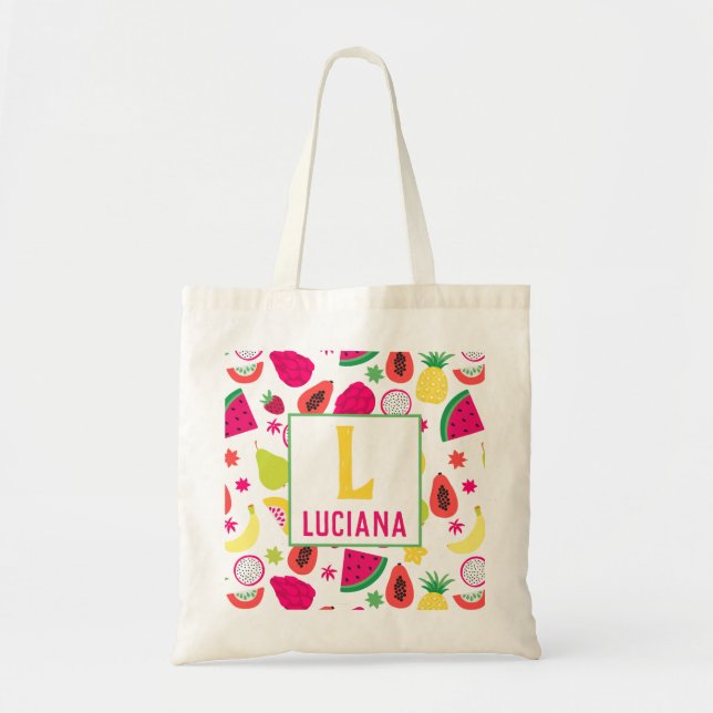 Bolsa Tote Tutti Frutti Fruta Padrão Meninas Personalizadas (Frente)