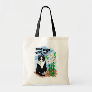 Bolsa Tote Tuxedo Cat e Lily Cotação Inspirativa