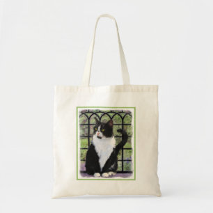 Bolsa Tote Tuxedo Cat em Pintura de Janela Arte Animal Origin
