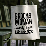 Bolsa Tote Tuxedo Wedding Groomswoman Tote Bag<br><div class="desc">Saco perfeito para a Groomswoman na sua Festa de casamento. Apenas adicione o nome dela e a data do casamento e preencha com o obrigado que você dá!</div>