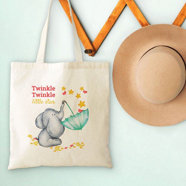 Bolsa Tote Twinkle Twinkle Little Star Bebê Elefante (Criador carregado)