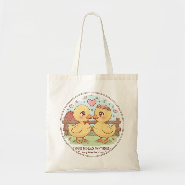 Bolsa Tote two ducks and love , you are the quack of my heart (Frente)
