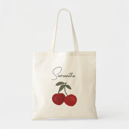 Bolsa Tote Two Red Cherries Illustration | Cute Fruit Art 