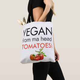 Bolsa Tote Typografia Divertida Vegan De Tomates De Cabeça De