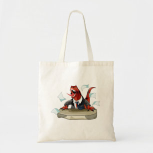 Bolsa Tote Tyrannosaurus Rex Boss Sentado Em Uma Mesa.