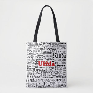 Bolsa Tote Uffda Engraçado Expressão Norueguesa Vermelho e Pr