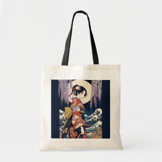 Bolsa Tote Ukiyo-e Modern Tote Bag with Wisteria japonica