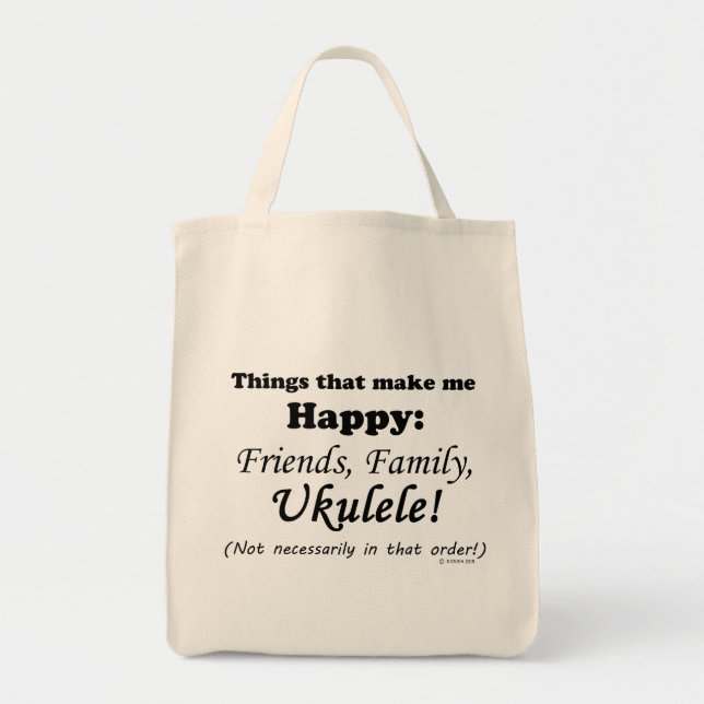 Bolsa Tote Ukulele me deixa feliz (Frente)