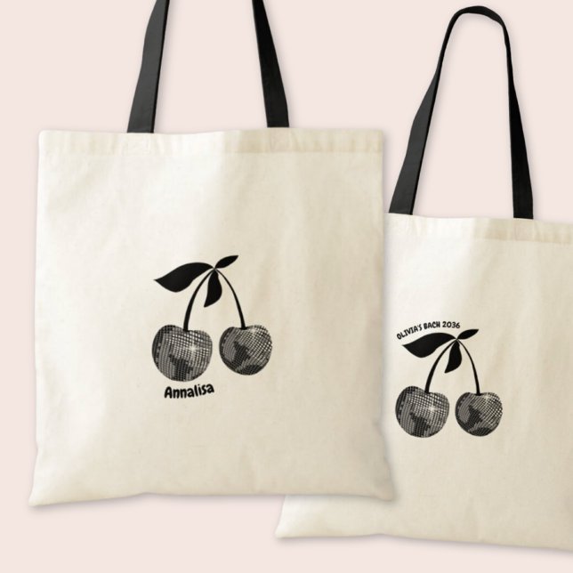 Bolsa Tote Última Sacola de Cereja Preta da Festa de Solteira (Last Disco Bachelorette Party Black Cherry Tote
)
