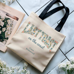 Bolsa Tote ÚLTIMO BRINDE Letras de Times Azul Floral Retrô