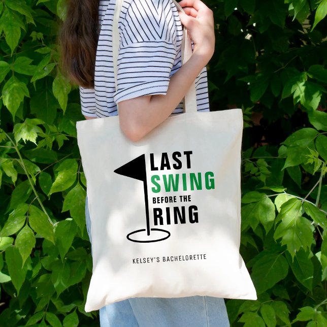 Bolsa Tote Último swing antes do anel Despedida de Solteira d (Last Swing Before the Ring Golf Bachelorette Party Tote Bag
)