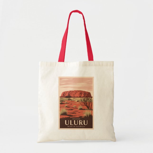 Bolsa Tote Uluru Austrália - Viagem Art Vintage (Frente)