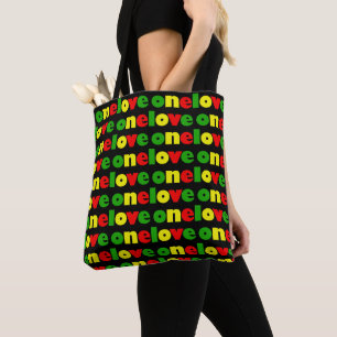 Bolsa Tote Um Amor Cores Rasta Padrão Colorido