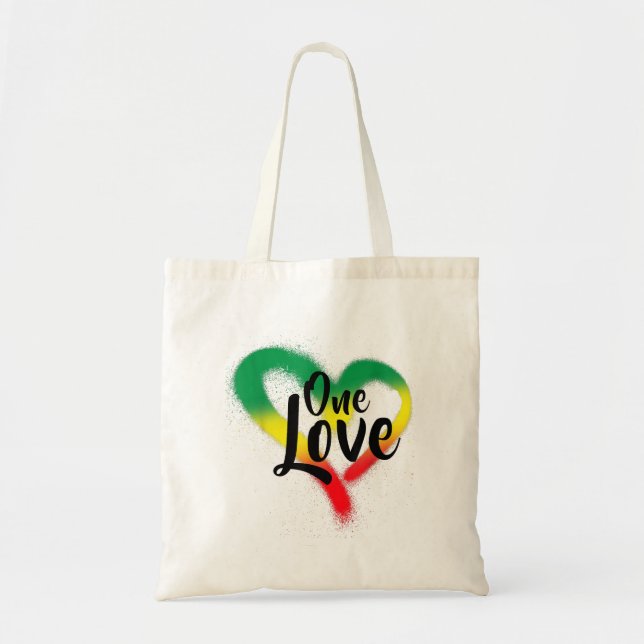 Bolsa Tote Um Amor Um Coração Vibes Reggae (Frente)