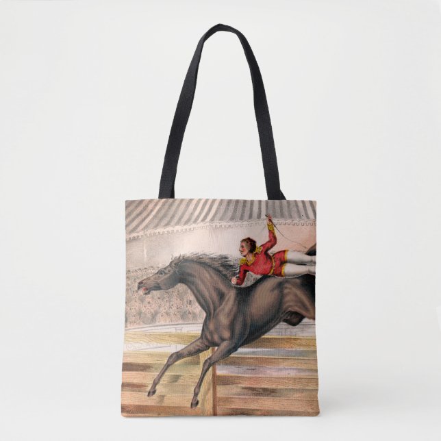 Bolsa Tote Um Artista De Circo A Andar Com Um Cavalo De Salto (Frente)