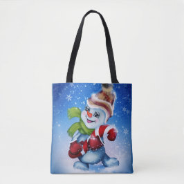 Bolsa Tote Um boneco de neve festivo