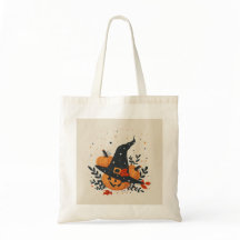 Um bonitinho de bruxa com abóboras e folhas