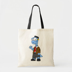 Bolsa Tote Um Brontosauro De Cartoon Vestiu Como Frankenstein