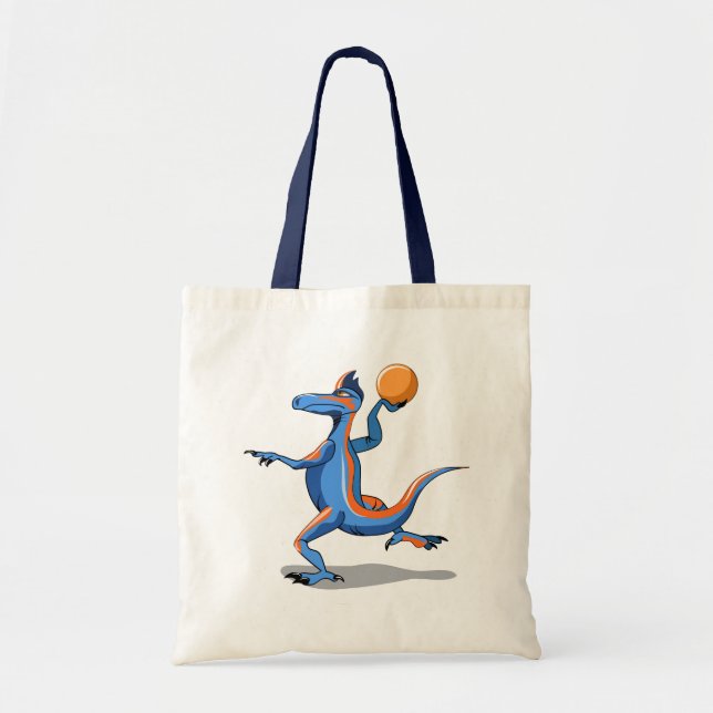 Bolsa Tote Um Cartoon Iguanodon Jogando Basquete. (Frente)