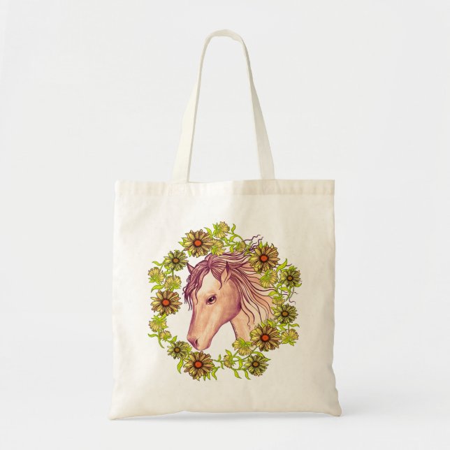 Bolsa Tote Um Cavalo de Margarida Amarela (Frente)