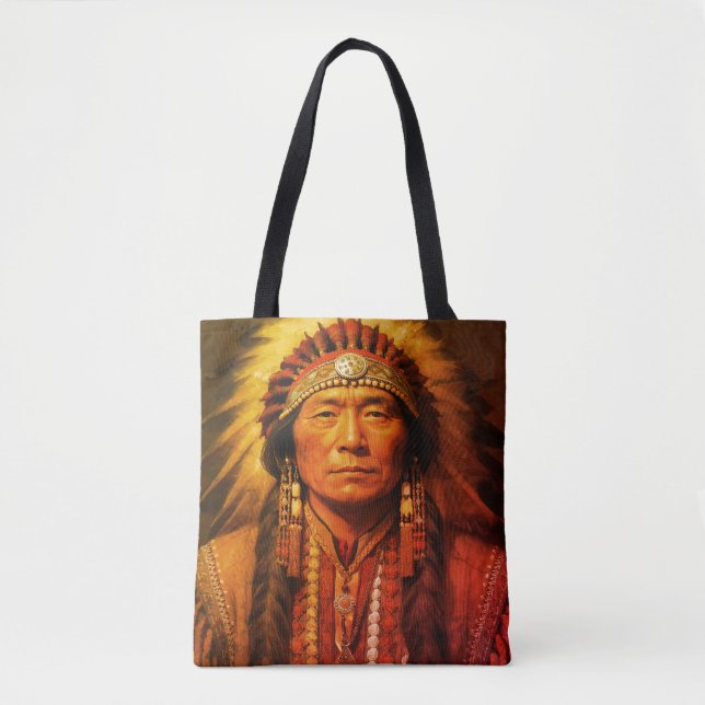 Bolsa Tote Um chefe indígena americano em um ombro (Frente)