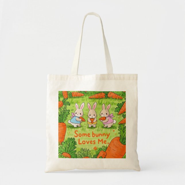 Bolsa Tote Um coelho da Páscoa me ama (Frente)